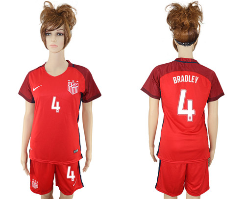 2017 USA 4 BRADLEY Women Away Soccer Jersey