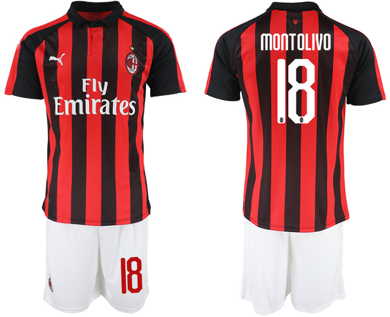 2018 19 AC Milan 18 MONTOLIVO Home Soccer Jersey