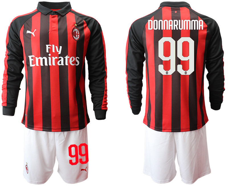 2018 19 AC Milan 99 DONNARUMMA Home Long Sleeve Soccer Jersey