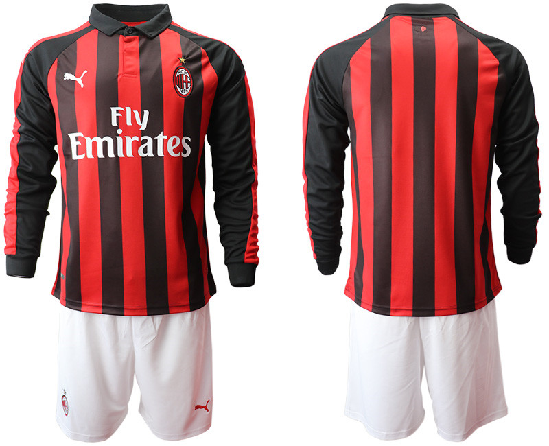 2018 19 AC Milan Home Long Sleeve Soccer Jersey