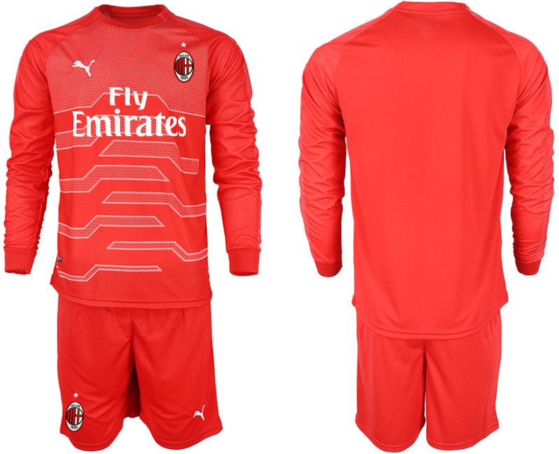 2018 19 AC Milan Red Long Sleeve Goalkeeper Soccer Jersey