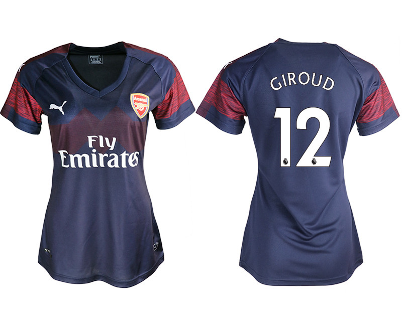 2018 19 Arsenal 12 GIROUD Away Women Soccer Jersey