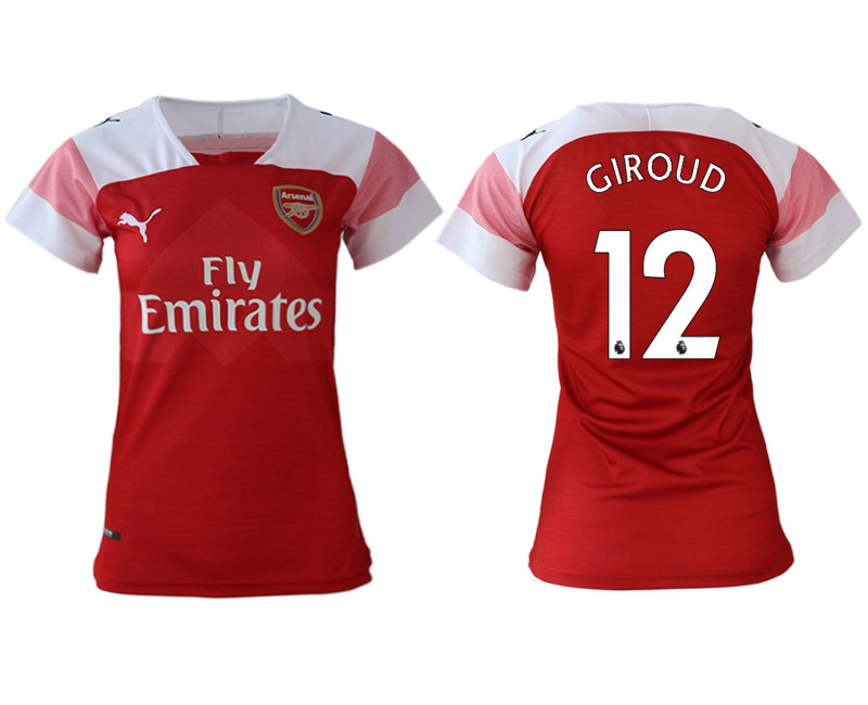 2018 19 Arsenal 12 GIROUD Home Women Soccer Jersey