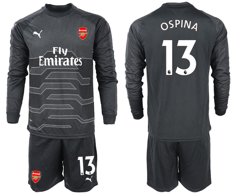 2018 19 Arsenal 13 OSPINA Black Long Sleeve Goalkeeper Soccer Jersey