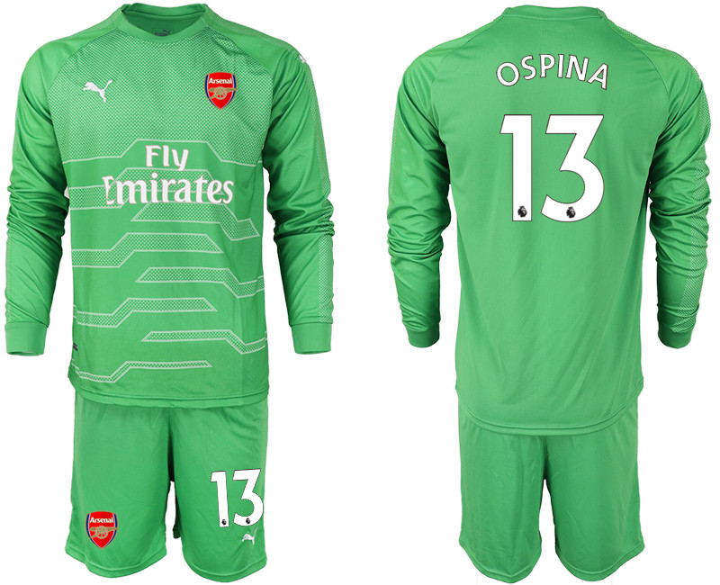 2018 19 Arsenal 13 OSPINA Green Long Sleeve Goalkeeper Soccer Jersey