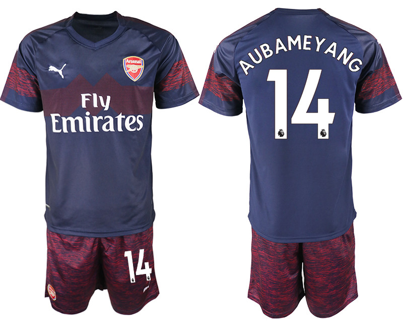 2018 19 Arsenal 14 AUBAMEYANG Away Soccer Jersey