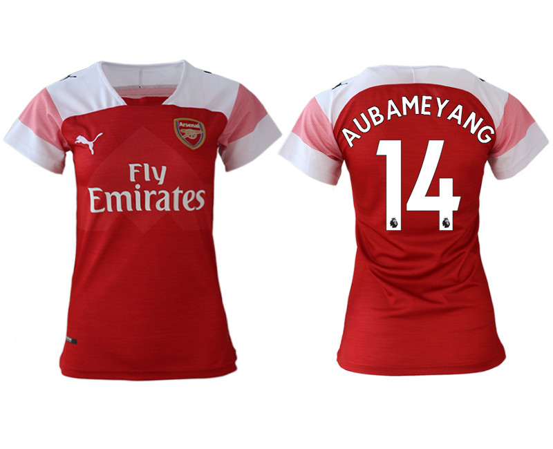 2018 19 Arsenal 14 AUBAMEYANG Home Women Soccer Jersey