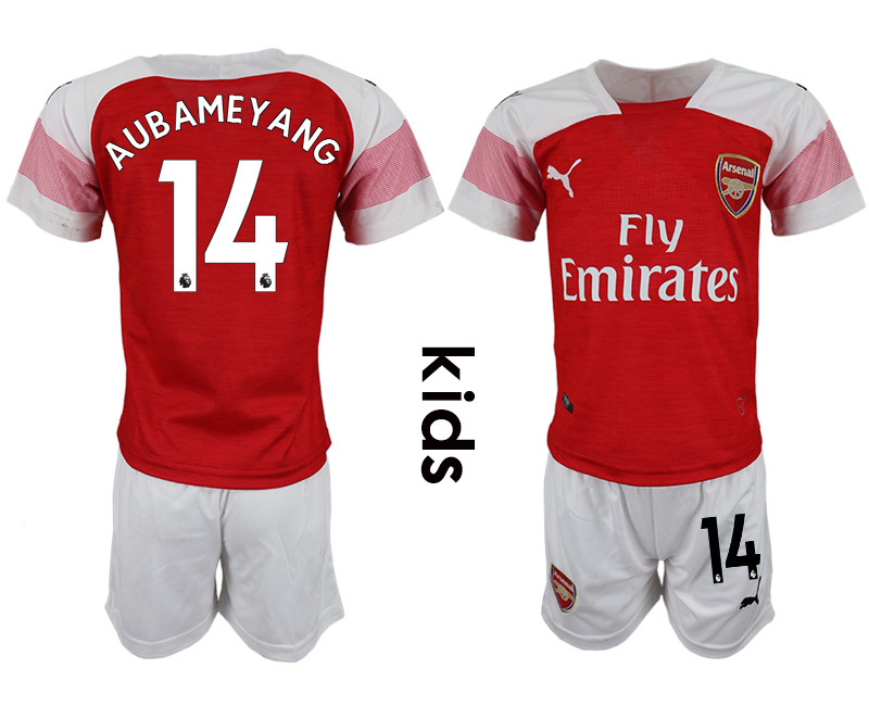 2018 19 Arsenal 14 AUBAMEYANG Home Youth Soccer Jersey