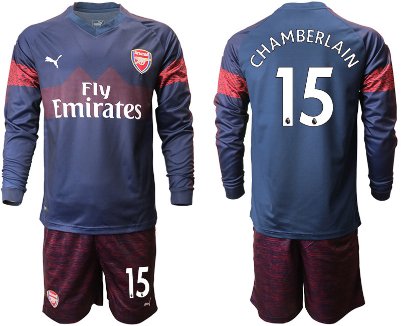 2018 19 Arsenal 15 CHAMBERLAIN Away Long Sleeve Soccer Jersey