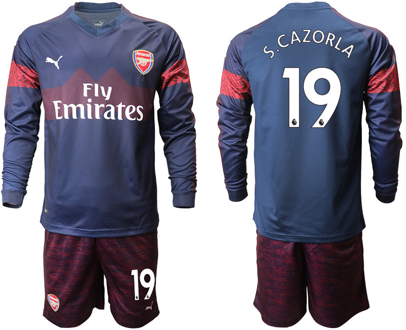 2018 19 Arsenal 19 S.CAZORLA Away Long Sleeve Soccer Jersey