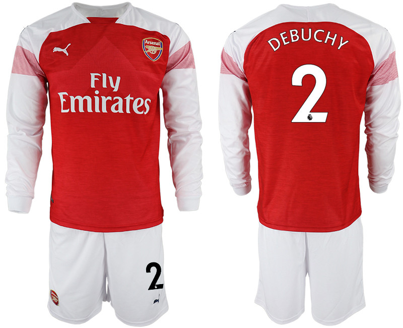 2018 19 Arsenal 2 DEBUCHY Home Long Sleeve Soccer Jersey