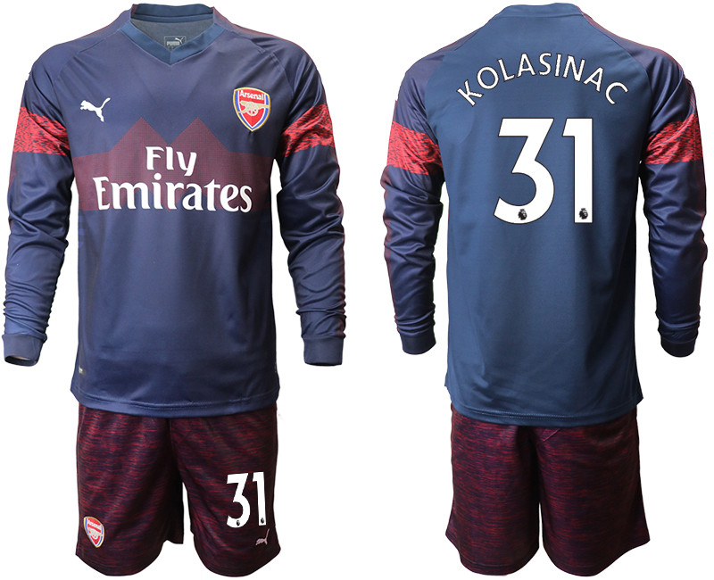 2018 19 Arsenal 31 KOLASINAC Away Long Sleeve Soccer Jersey