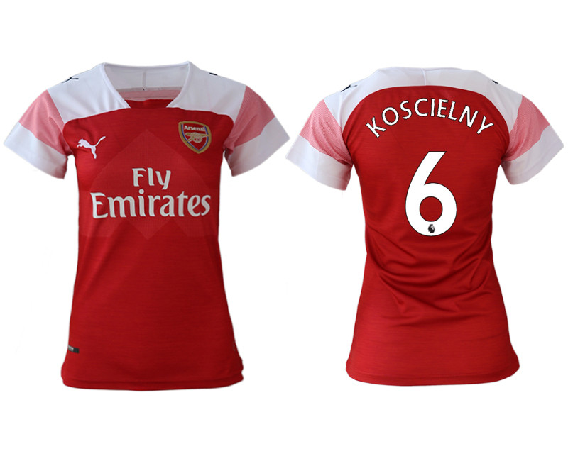 2018 19 Arsenal 6 KOSCIELNY Home Women Soccer Jersey