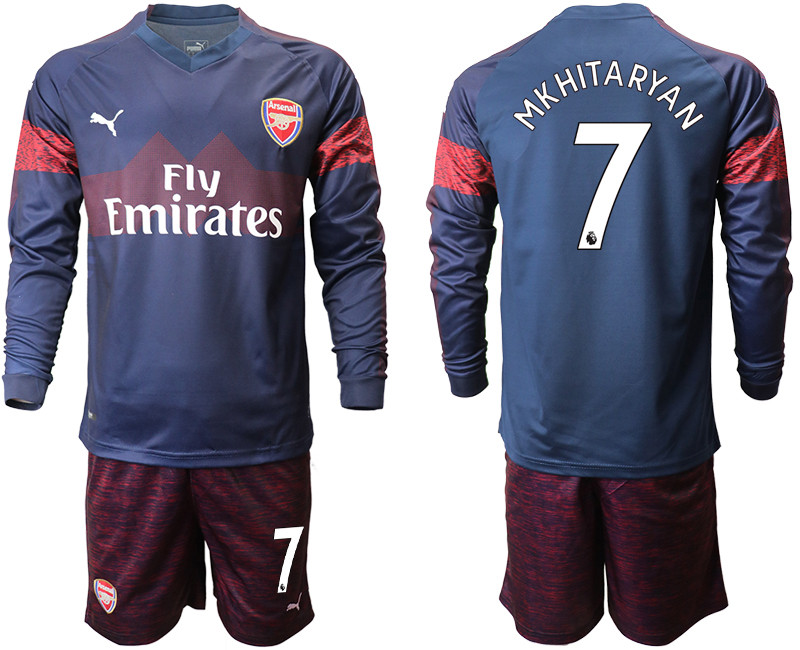 2018 19 Arsenal 7 MKHITARYAN Away Long Sleeve Soccer Jersey