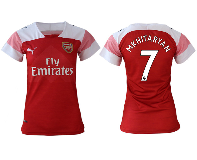 2018 19 Arsenal 7 MKHITARYAN Home Women Soccer Jersey