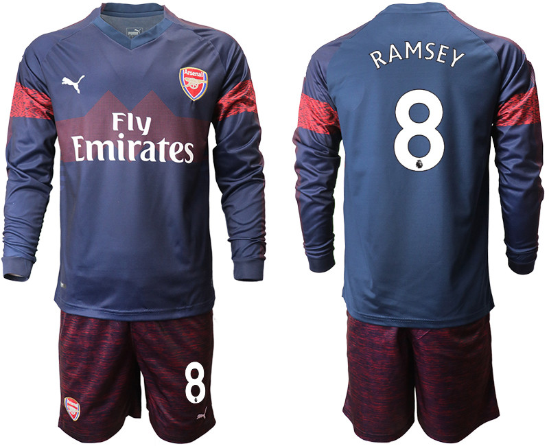 2018 19 Arsenal 8 RAMSEY Away Long Sleeve Soccer Jersey