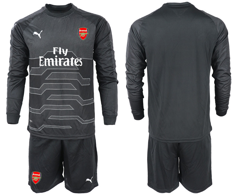 2018 19 Arsenal Black Long Sleeve Goalkeeper Soccer Jersey