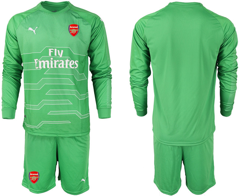 2018 19 Arsenal Green Long Sleeve Goalkeeper Soccer Jersey