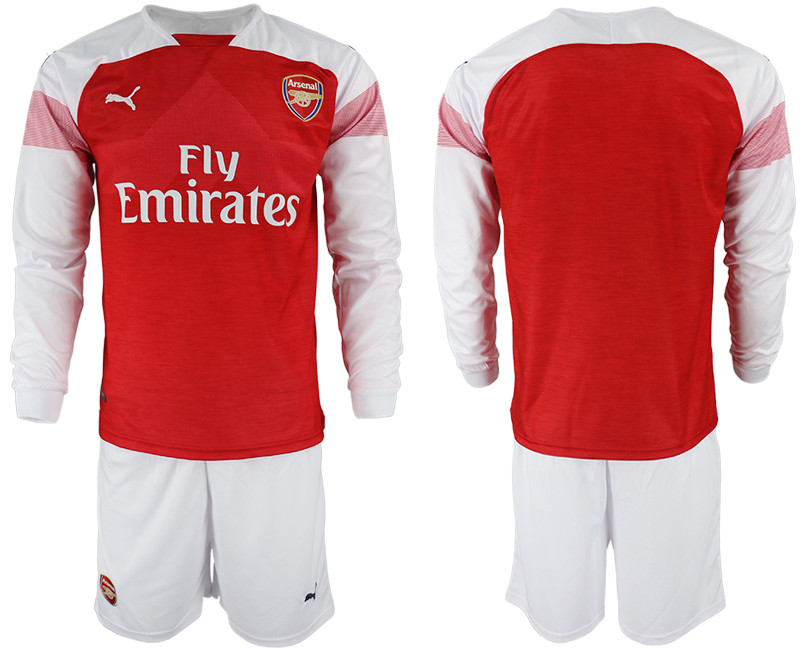 2018 19 Arsenal Home Long Sleeve Soccer Jersey