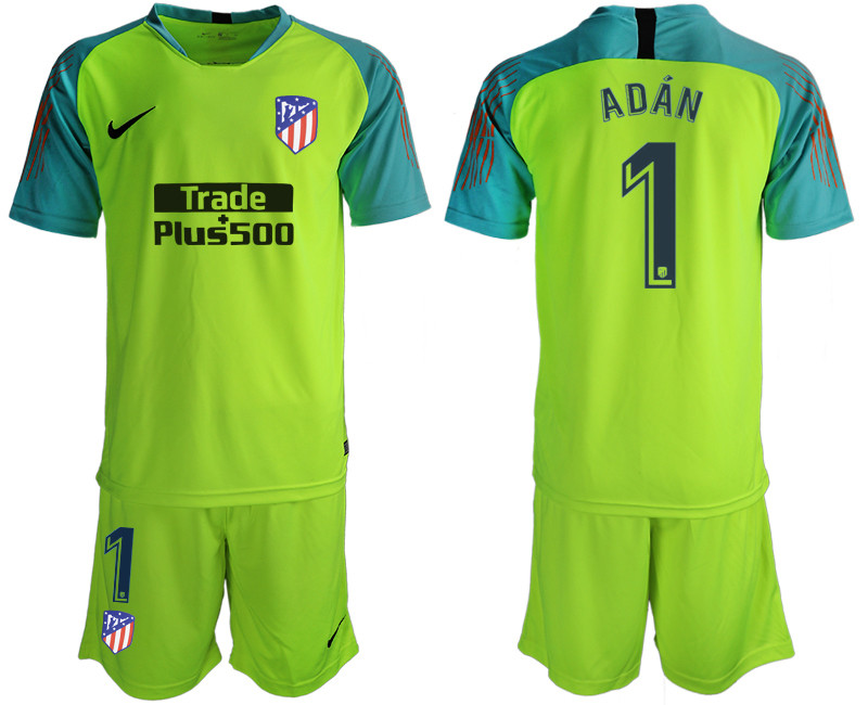 2018 19 Atletico Madrid 1 ADAN Fluorescent Green Goalkeeper Soccer Jersey