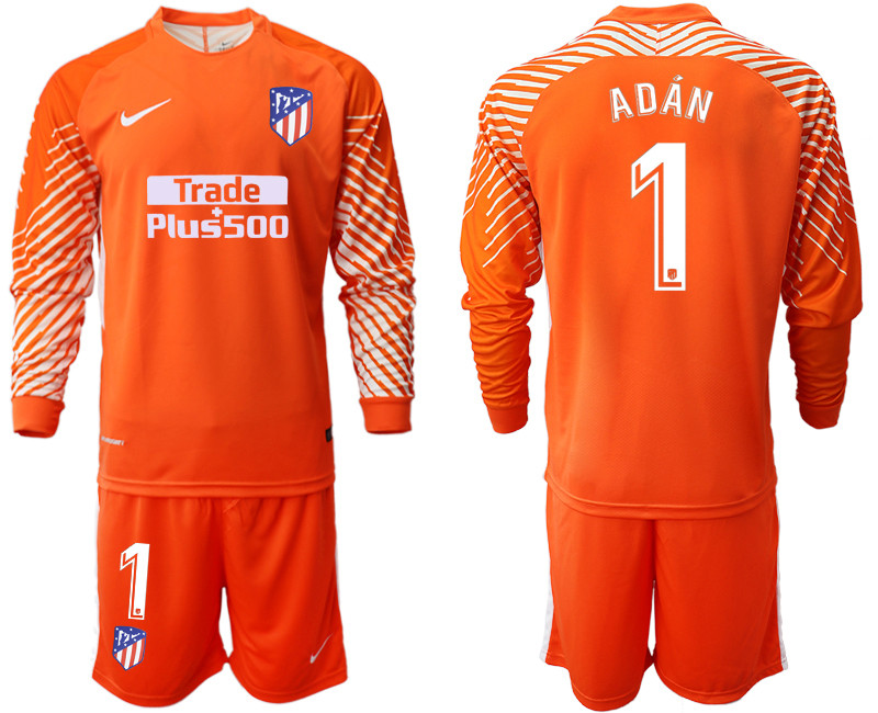 2018 19 Atletico Madrid 1 ADAN Orange Long Sleeve Goalkeeper Soccer Jersey