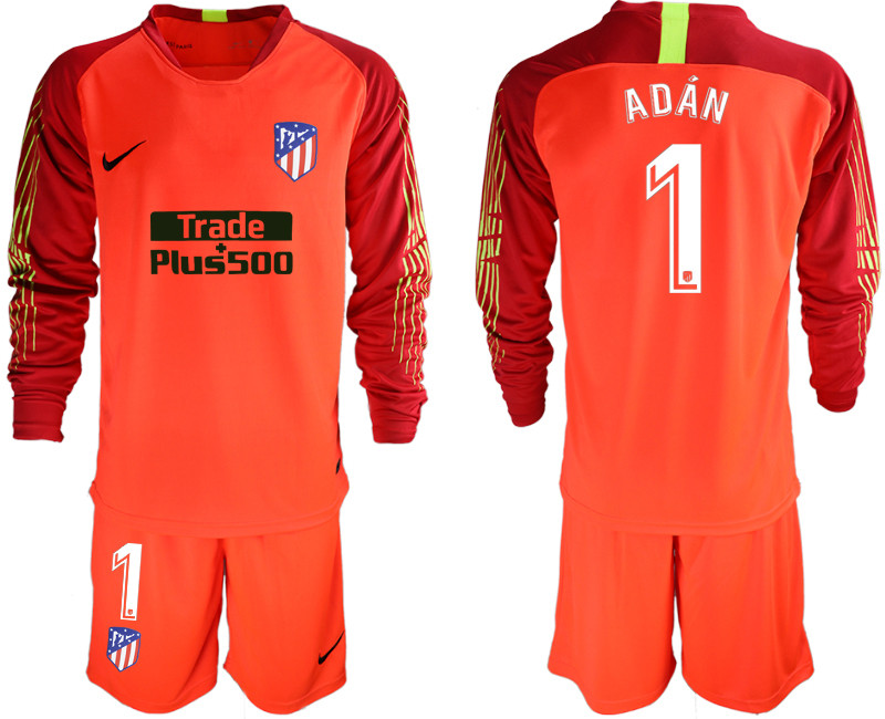 2018 19 Atletico Madrid 1 ADAN Red Long Sleeve Goalkeeper Soccer Jersey