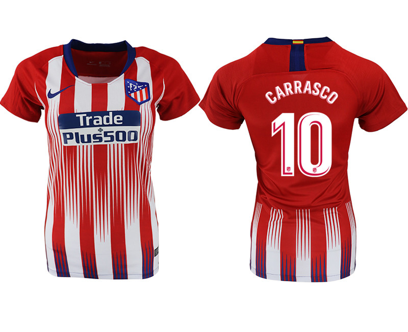 2018 19 Atletico Madrid 10 CARRASCO Home Women Soccer Jersey