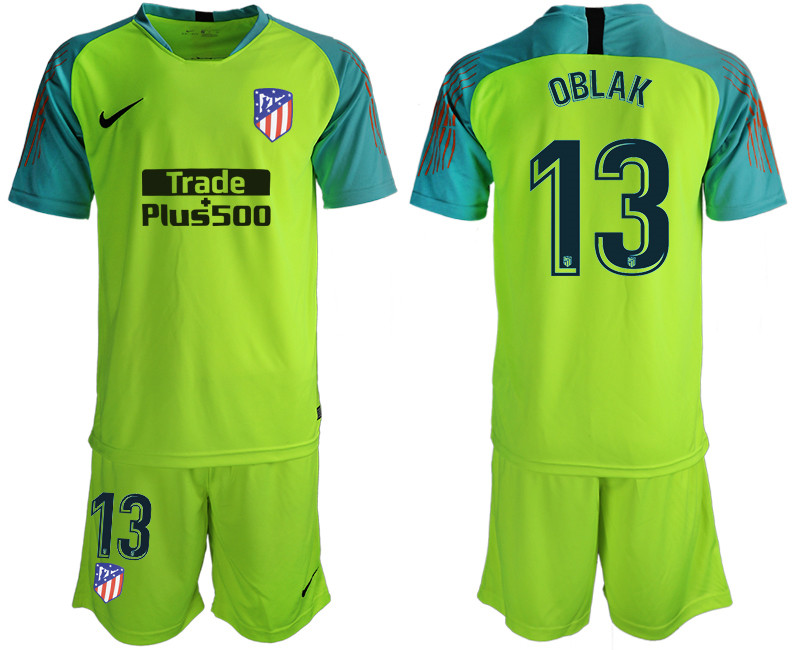 2018 19 Atletico Madrid 13 OBLAK Fluorescent Green Goalkeeper Soccer Jersey