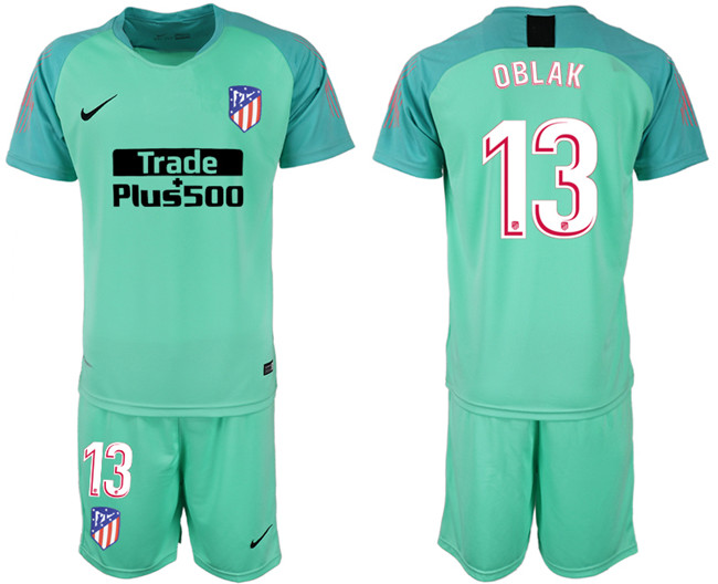 2018 19 Atletico Madrid 13 OBLAK Green Goalkeeper Soccer Jersey