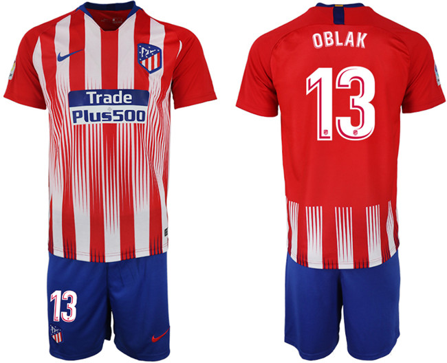 2018 19 Atletico Madrid 13 OBLAK Home Soccer Jersey