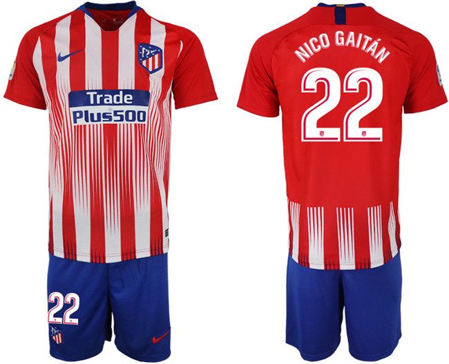 2018 19 Atletico Madrid 22 NICO GAITAN Home Soccer Jersey