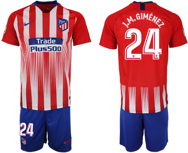 2018 19 Atletico Madrid 24 J.M. GIMENEZ Home Soccer Jersey