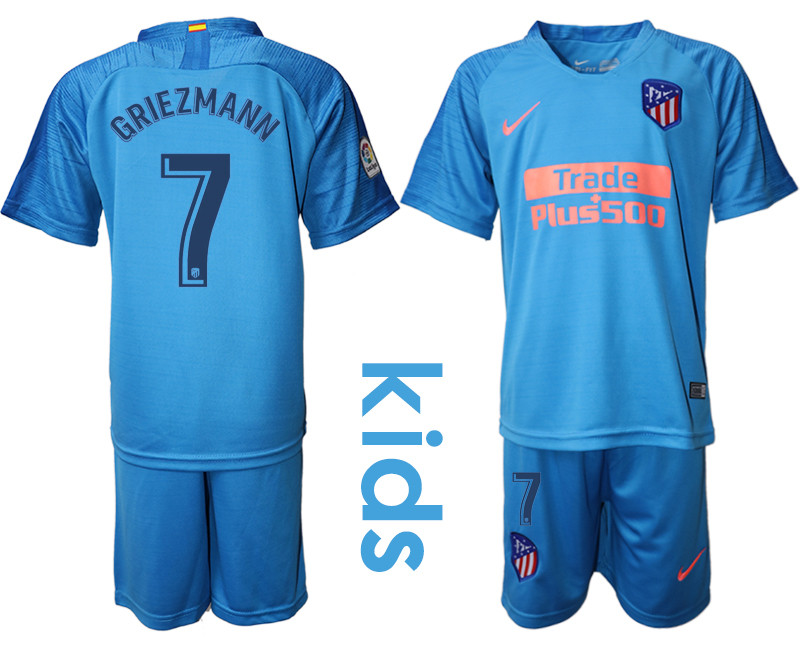 2018 19 Atletico Madrid 7 GRIEZMANN Away Youth Soccer Jersey