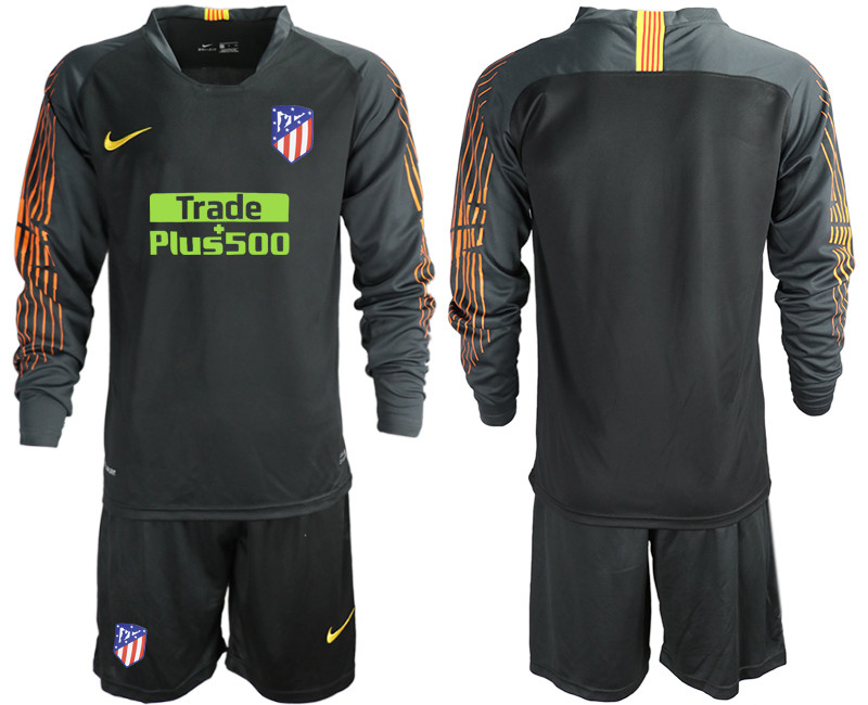 2018 19 Atletico Madrid Black Long Sleeve Goalkeeper Soccer Jersey