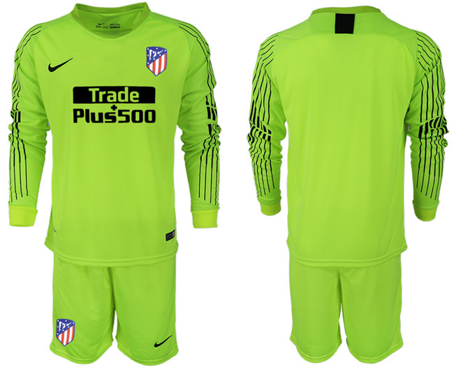 2018 19 Atletico Madrid Fluorescent Green Goalkeeper Long Sleeve Soccer Jersey