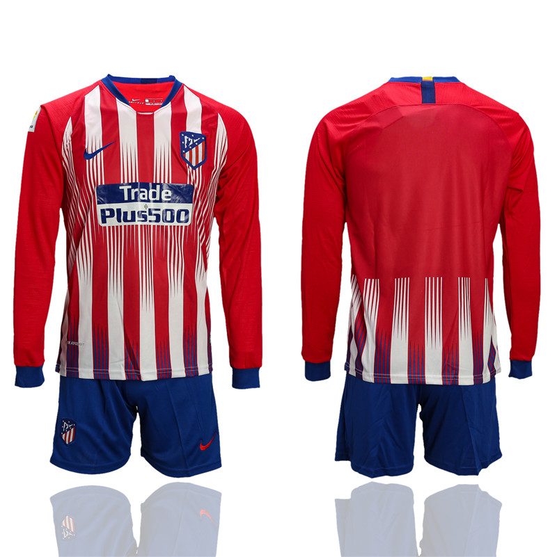 2018 19 Atletico Madrid Home Long Sleeve Soccer Jersey