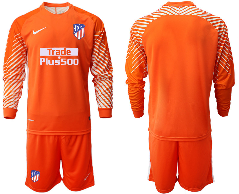 2018 19 Atletico Madrid Orange Long Sleeve Goalkeeper Soccer Jersey