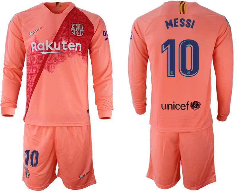 2018 19 Barcelona 10 MESSI Third Away Long Sleeve Soccer Jersey