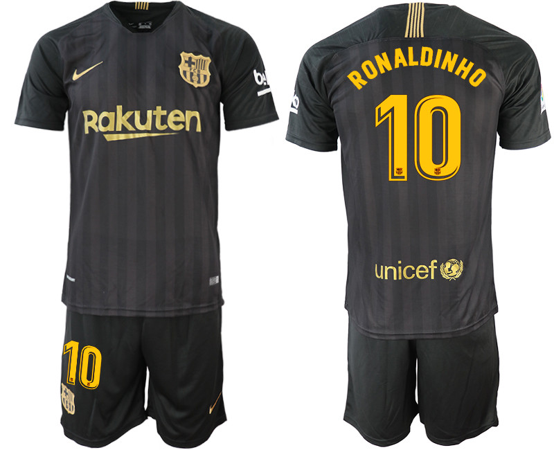 2018 19 Barcelona 10 RONALDINHO Black Training Jersey