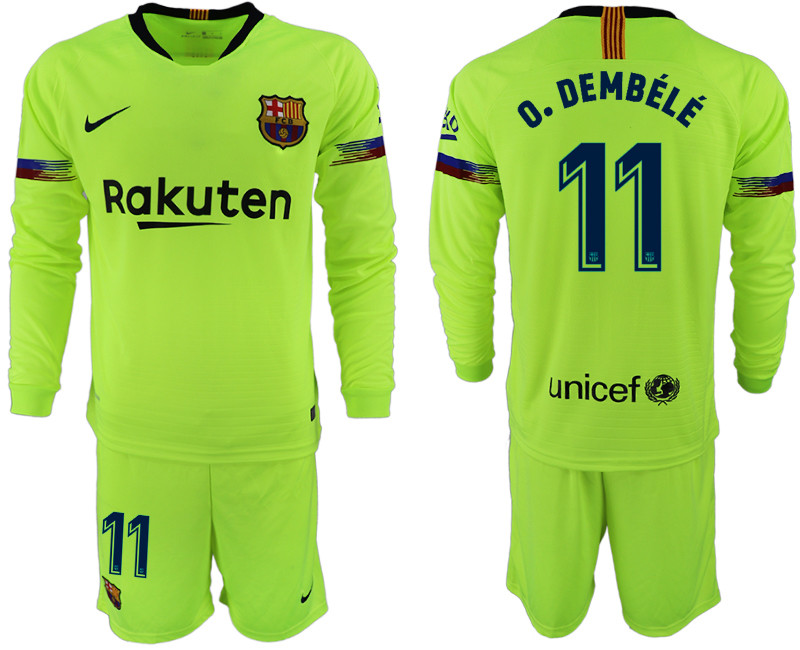 2018 19 Barcelona 11 O. DEMBELE Away Long Sleeve Soccer Jersey