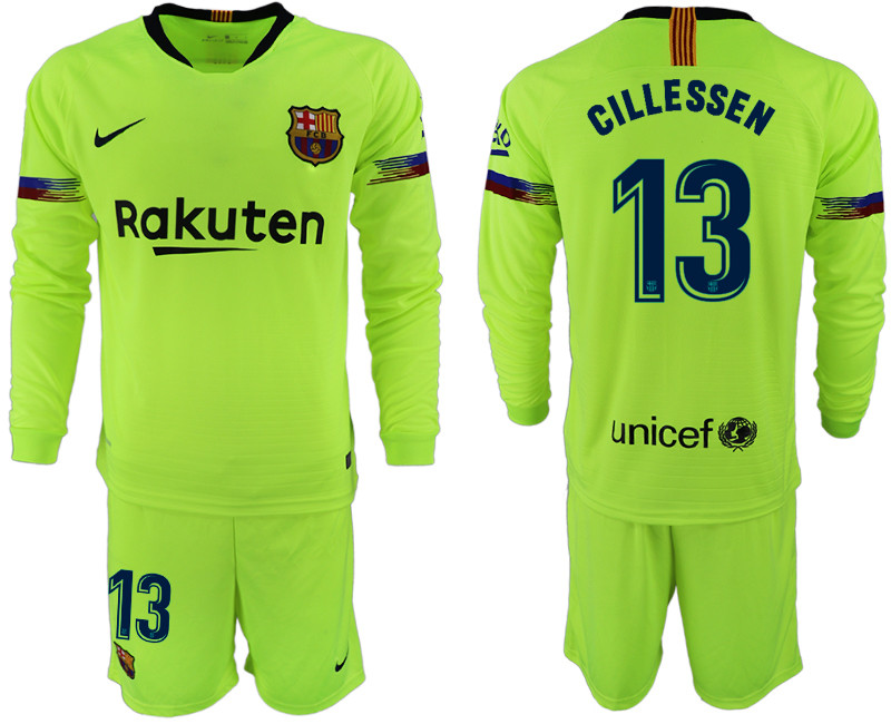 2018 19 Barcelona 13 CILLESSEN Away Long Sleeve Soccer Jersey