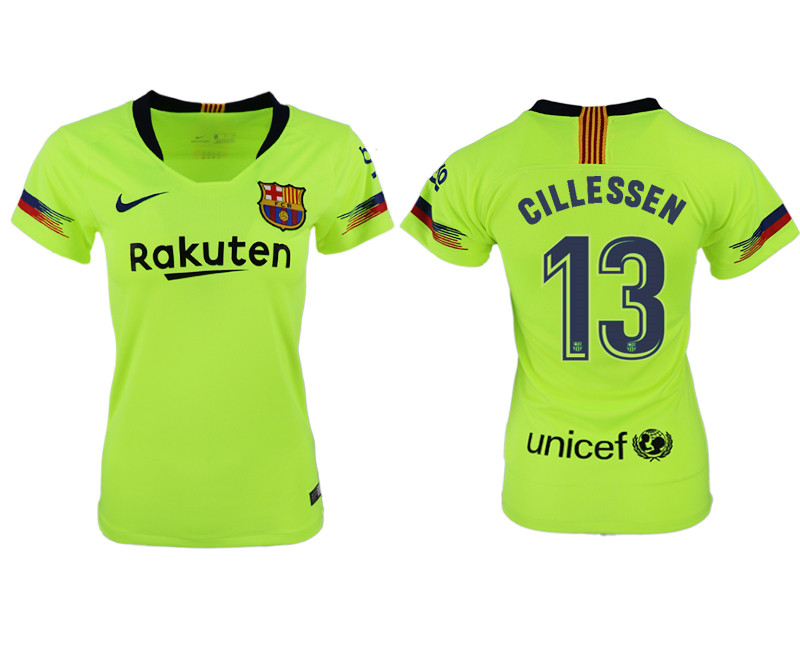 2018 19 Barcelona 13 CILLESSEN Away Women Soccer Jersey