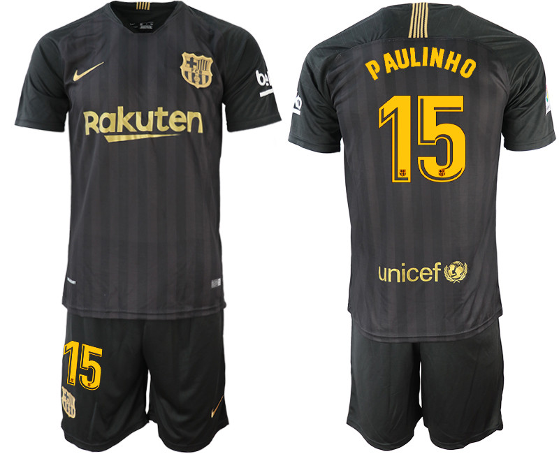 2018 19 Barcelona 15 PAULINHO Black Training Jersey