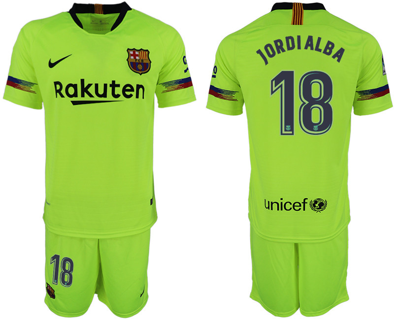 2018 19 Barcelona 18 JORDI ALBA Away Soccer Jersey