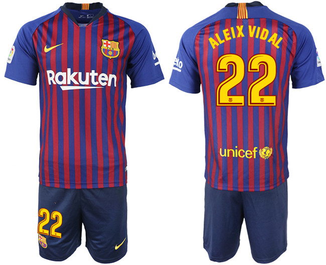 2018 19 Barcelona 22 ALEIX VIDAL Home Soccer Jersey