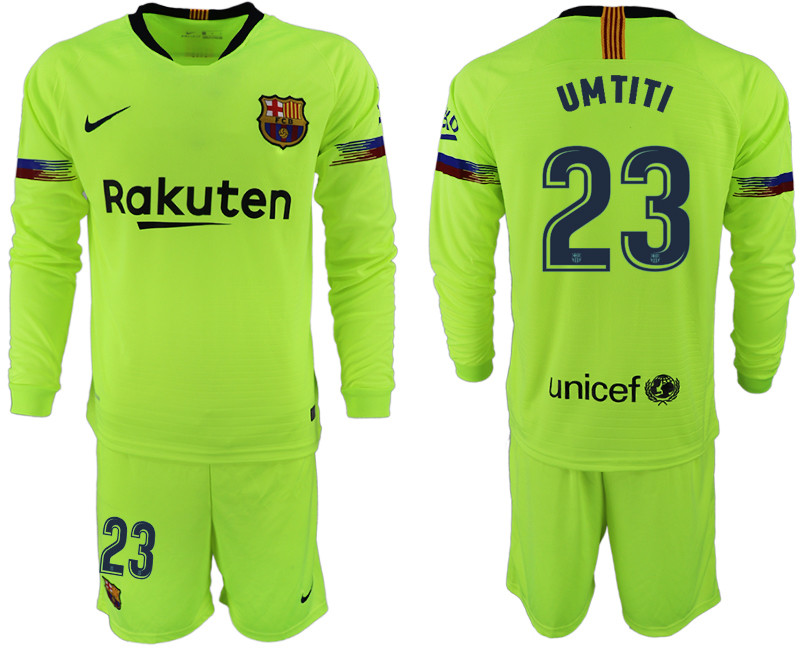 2018 19 Barcelona 23 UMTITI Away Long Sleeve Soccer Jersey