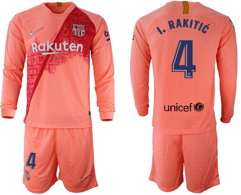 2018 19 Barcelona 4 I. RAKITIC Third Away Long Sleeve Soccer Jersey