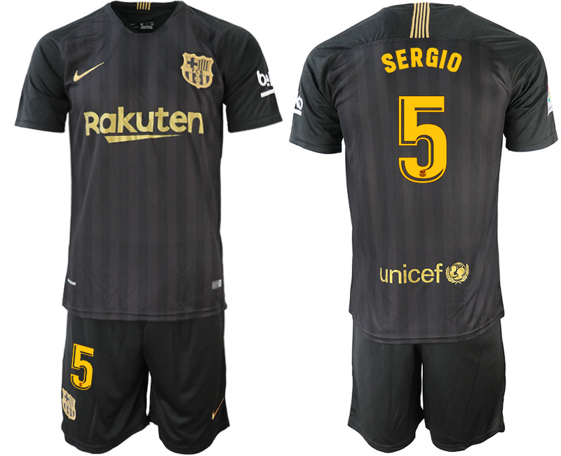 2018 19 Barcelona 5 SERGIO Black Training Jersey