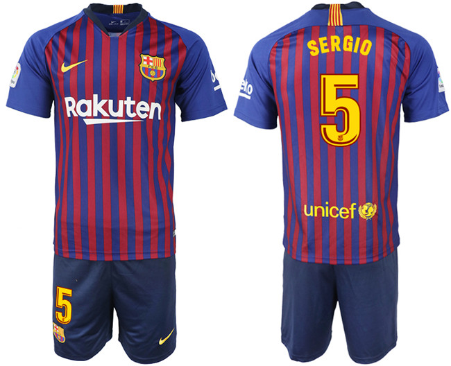 2018 19 Barcelona 5 SERGIO Home Soccer Jersey