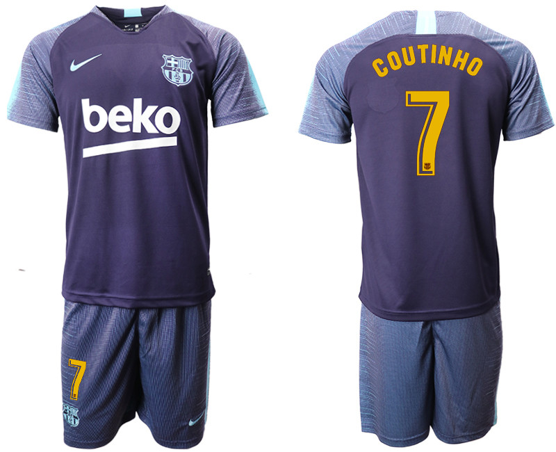 2018 19 Barcelona 7 COUTINHO Dark Blue Training Soccer Jersey